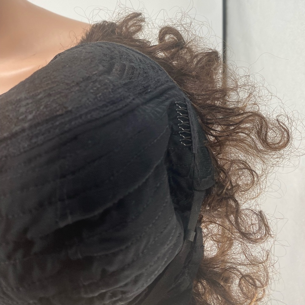 Curly Brown Human Hair Afro Wig - Picture 7 of 8